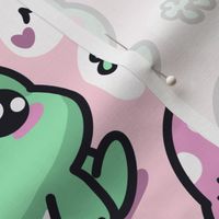Kawaii Frogs Green and Pink