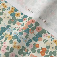 Modern abstract floral, Soft Pastel Whimsical,  Bold Spring Floral, hollyhock Flowers// Mini Scale