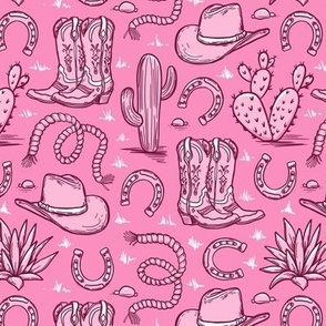 vintage western cowgirl toile ,western boots hot pink  WB24 small scale