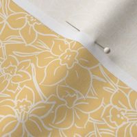 Sunshine yellow tonal hand drawn spring daffodil small scale