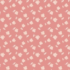  Simple tossed floral small scale in carnation pink