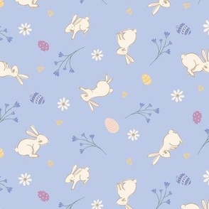 Hopping bunny easter egg floral in baby blue