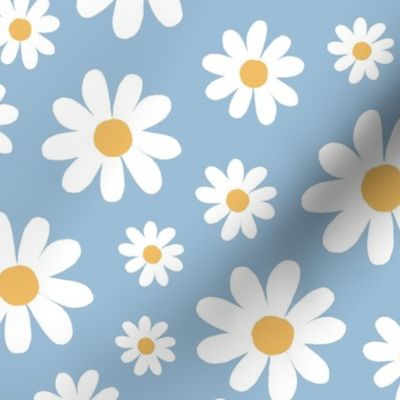 ( large ) daisy, florals, daisies, blue, white