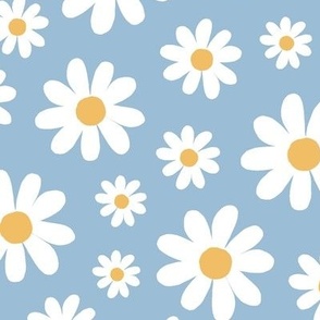 ( large ) daisy, florals, daisies, blue, white
