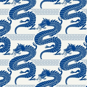 (M) Blue Dragon 2024  with decorative  border for year of the dragon 2024