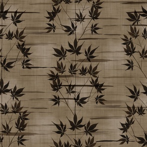 Japandi botanical warm minimalism brown sepia tones - large scale