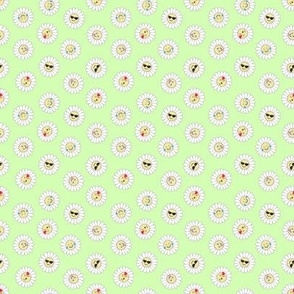 Mixed emoji daisies on green