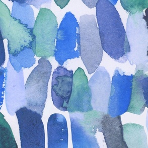 Blue Green Seaside Abstract watercolor pattern