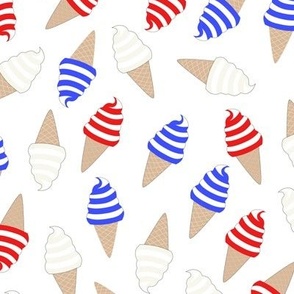 Patriotic Red, White and Blue Ice Cream Swirl Cones