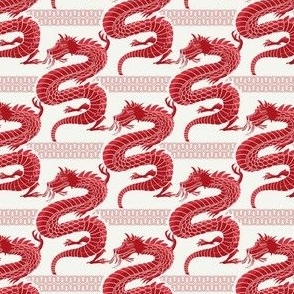 (S) Red Fire Dragon 2024  with decorative  border for year of the dragon