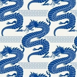 Blue Dragon 2024 with decorative  border for year of the dragon