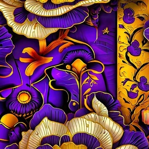 pop art xl scale purple and gold flowers