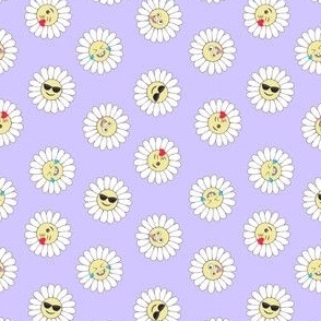 Mixed emoji daisies on lilac small scale