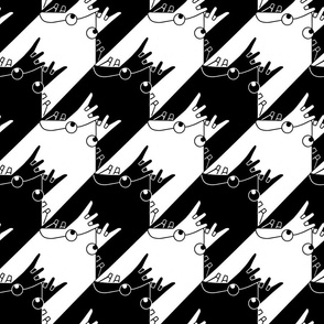 Fun Black and White Leapfrog Duotone Houndstooth
