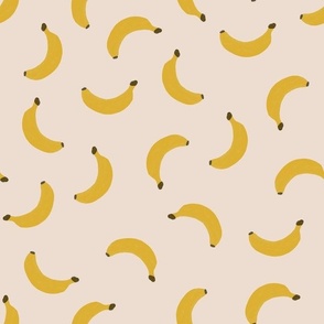 Hand-Drawn Bananas on a Peach Pink Background 12X12