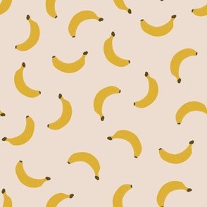 Large Scale Hand-Drawn Bananas on a Peach Pink Background 24X24