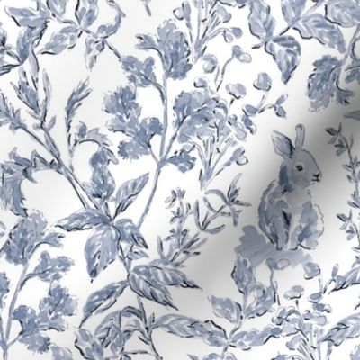 Bunny toile blue and white