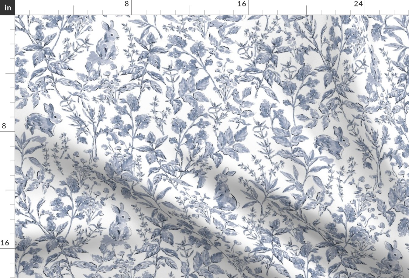 Bunny toile blue and white