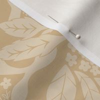 Large Monochrome Coastal Floral Damask with Whale and Lighthouse (Golden Yellow) (12")