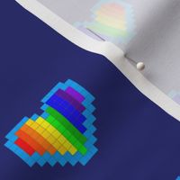 Rainbow Heart Pixel Painting  (Navy)