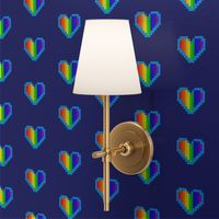 Rainbow Heart Pixel Painting  (Navy)