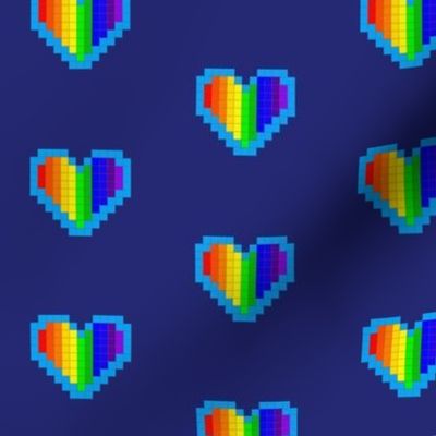 Rainbow Heart Pixel Painting  (Navy)