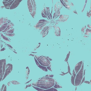 Fossil flowers in turquoise