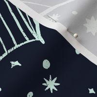 Moon and stars - midnight blue | Large Version | sweet dreams, cloudy night sky print