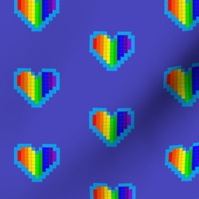 Rainbow Heart Pixel Painting (Electric Indigo)