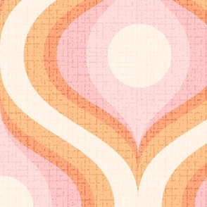 Groovy swirl wallpaper retro orange pink 24 jumbo wallpaper scale by Pippa Shaw