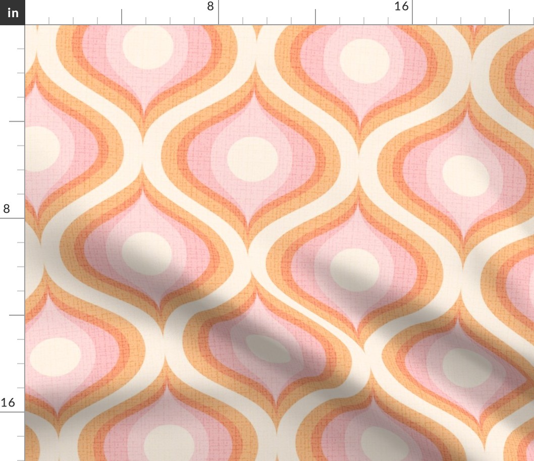 Groovy swirl wallpaper retro orange pink 8 medium large wallpaper scale by Pippa Shaw