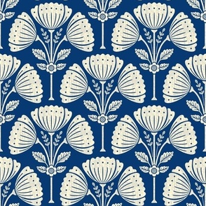 Block Print Flower Bouquet - Blue 1 MEDIUM