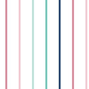 Valentine Pink Green Blue Stripes Vertical