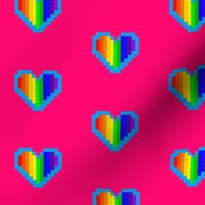 Rainbow Heart Pixel Painting (Hot Pink)