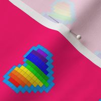 Rainbow Heart Pixel Painting (Hot Pink)