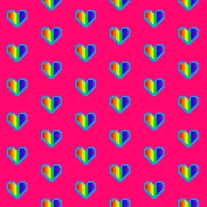 Rainbow Heart Pixel Painting (Hot Pink)