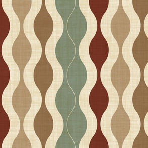 Retro Wavy Stripe Pattern in Earth Tones, textured