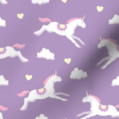 Cute unicorns, lilac background