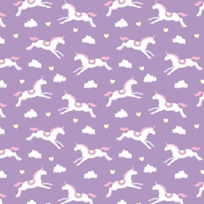 Cute unicorns, lilac background