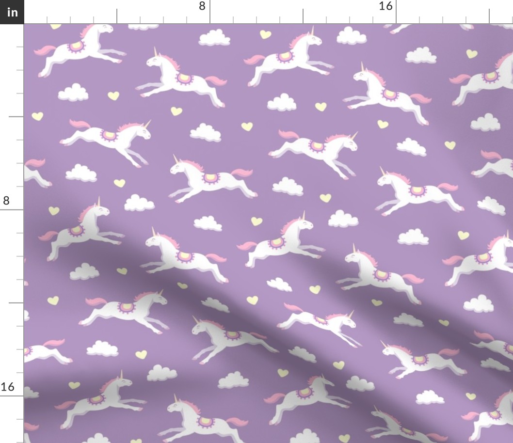 Cute unicorns, lilac background