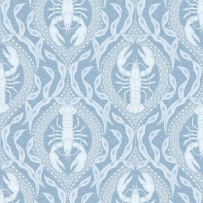 2 directional - Lobster and Seaweed Nautical Damask - french blue - medium scale