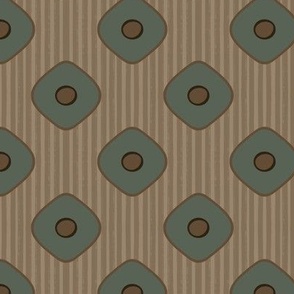 Japanese kanoko with stripes pattern warm green and brown tones