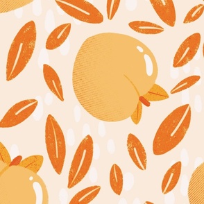 JUMBO Peaches And Leaves In Orange Monochrome - 20"x20"