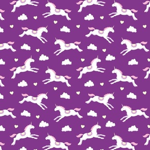 Cute unicorns, purple background