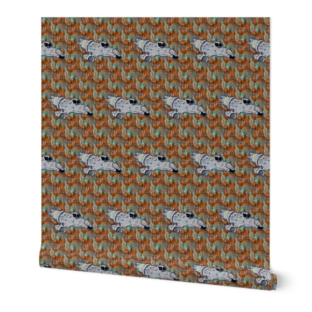 Bohemian Sky | Space Travel |Space Ship on Orange & Teal Rust