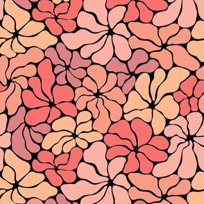 Abstract flowers in peach fuzz tones