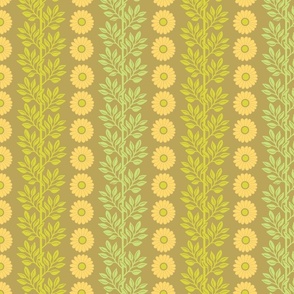 2863 Daisies and vines in neutral green shades