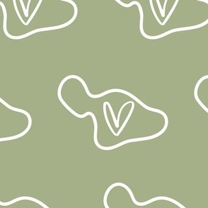 Maui island with heart pastel army green