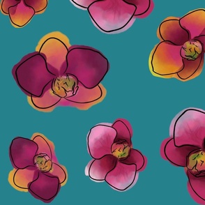 Orchid Flowers (Teal)