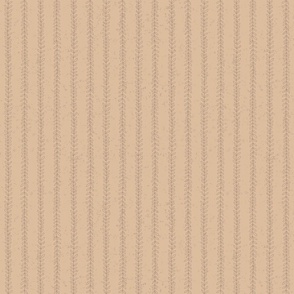 Taupe Hand Drawn Vertical Stripes Vines with Leaves on Light Taupe - Medium Scale